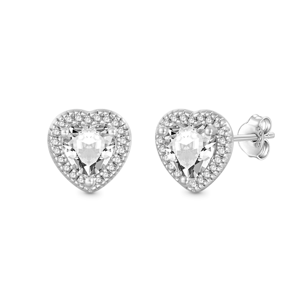 Brilliant Heart Diamond Halo Stud Earrings image number 1