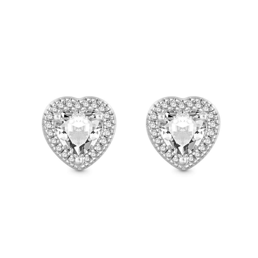 Brilliant Heart Diamond Halo Stud Earrings image number 0