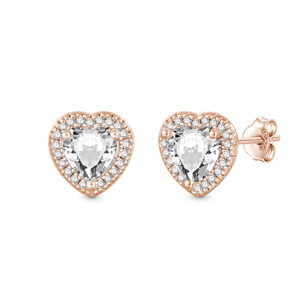 Brilliant Heart Diamond Halo Stud Earrings image number 0