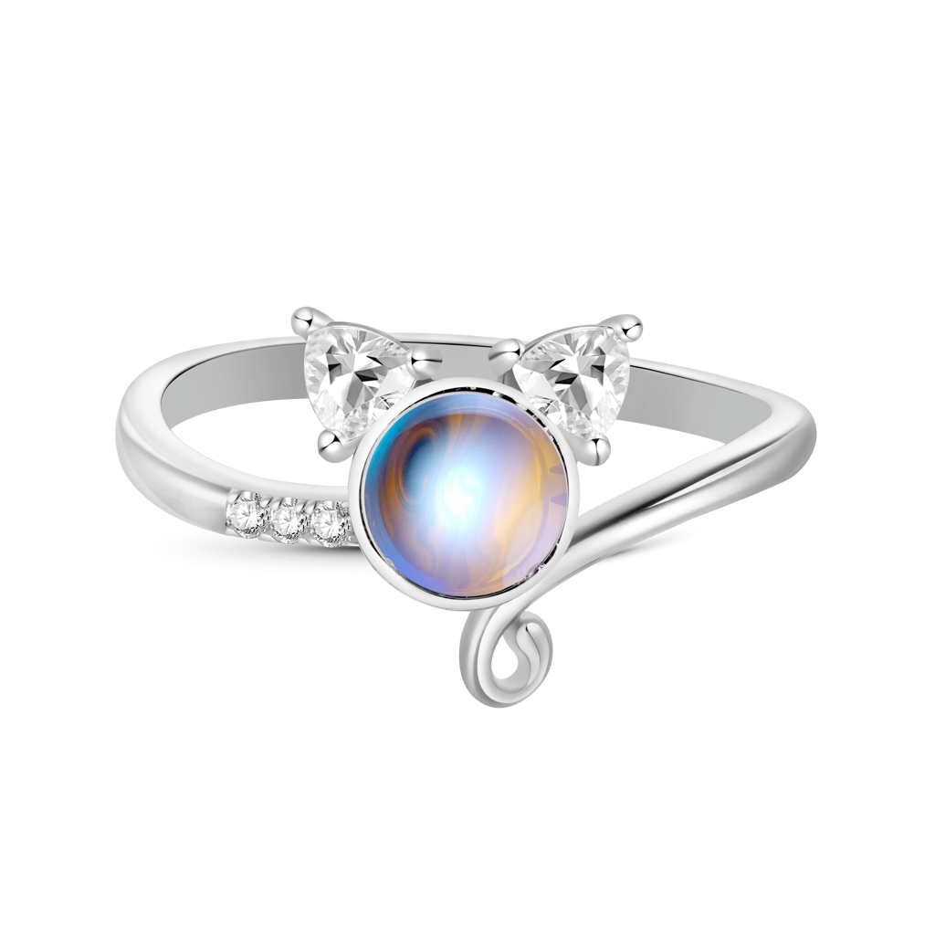 Cat Moonstone Band Ring image number 0
