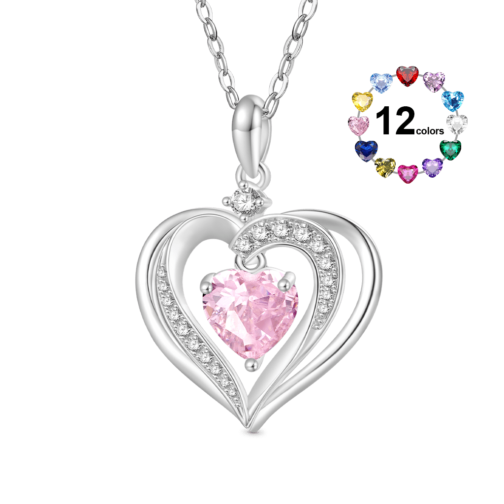 Forever Love Heart Birthstone Necklace image number 0