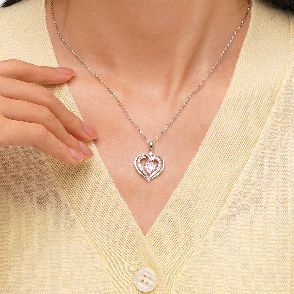 Forever Love Heart Birthstone Necklace image number 7
