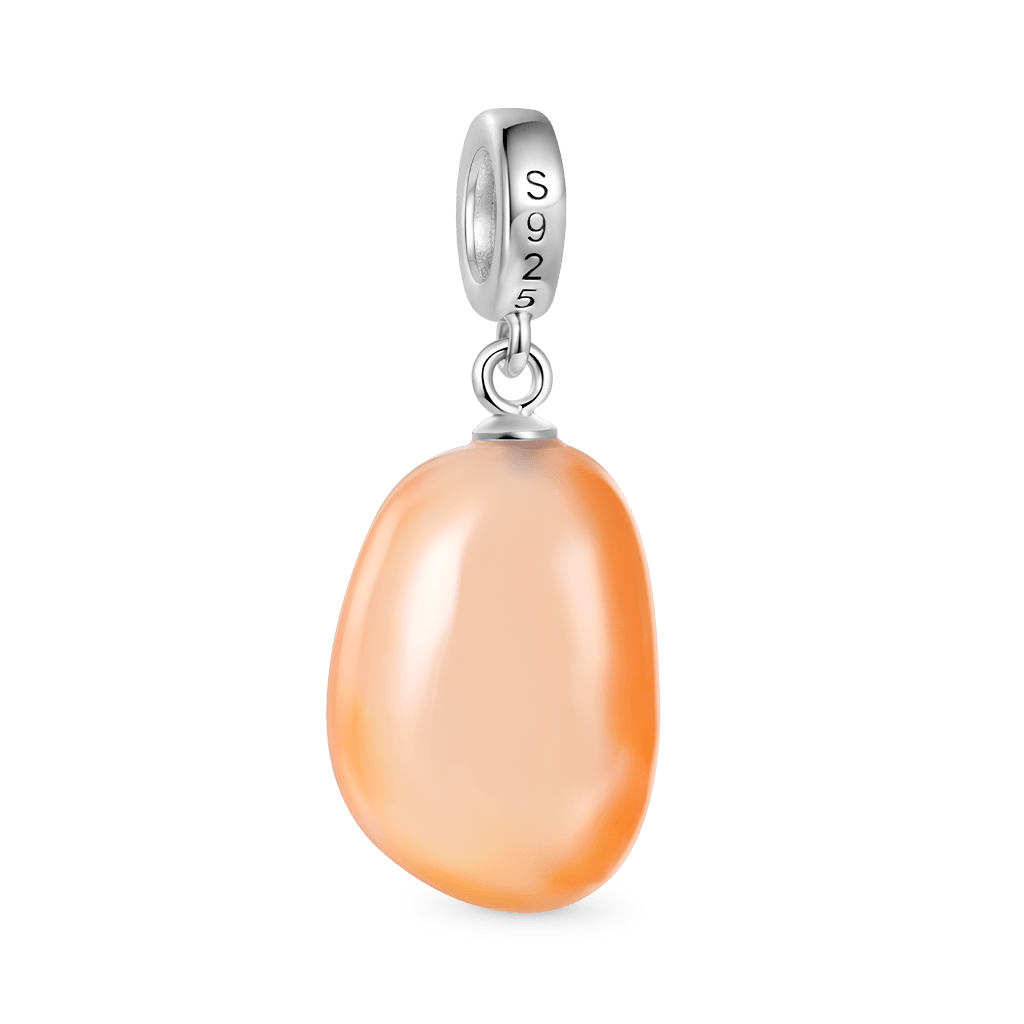 Natural Orange Color Rain Flower Stone Pendant image number 1