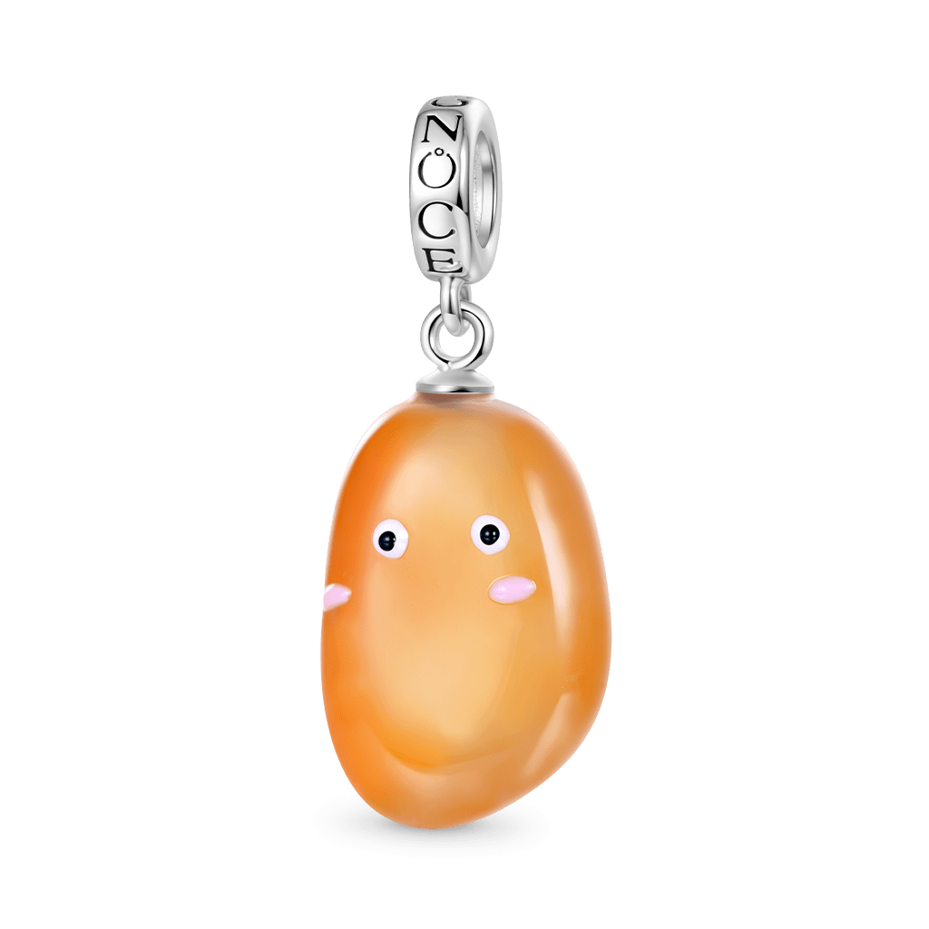 Natural Orange Color Rain Flower Stone Pendant image number 0