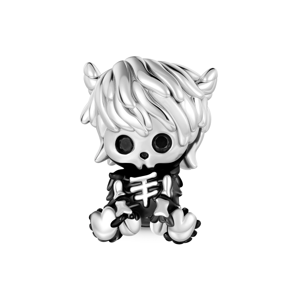 Skull Highland Cow Charm image number 0