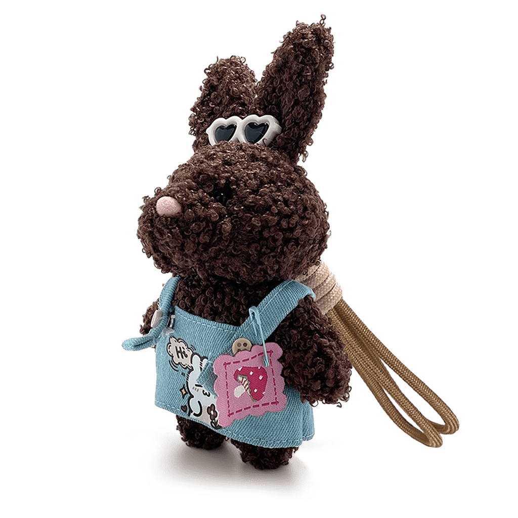 Brown Bunny Keychain Plush Pendant image number 3