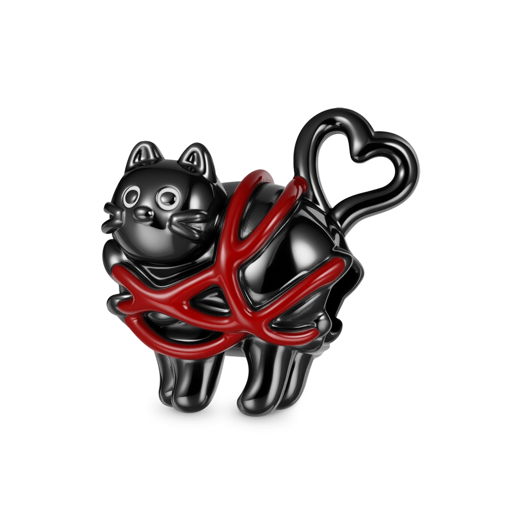 Black Cat with Love Charm image number 0