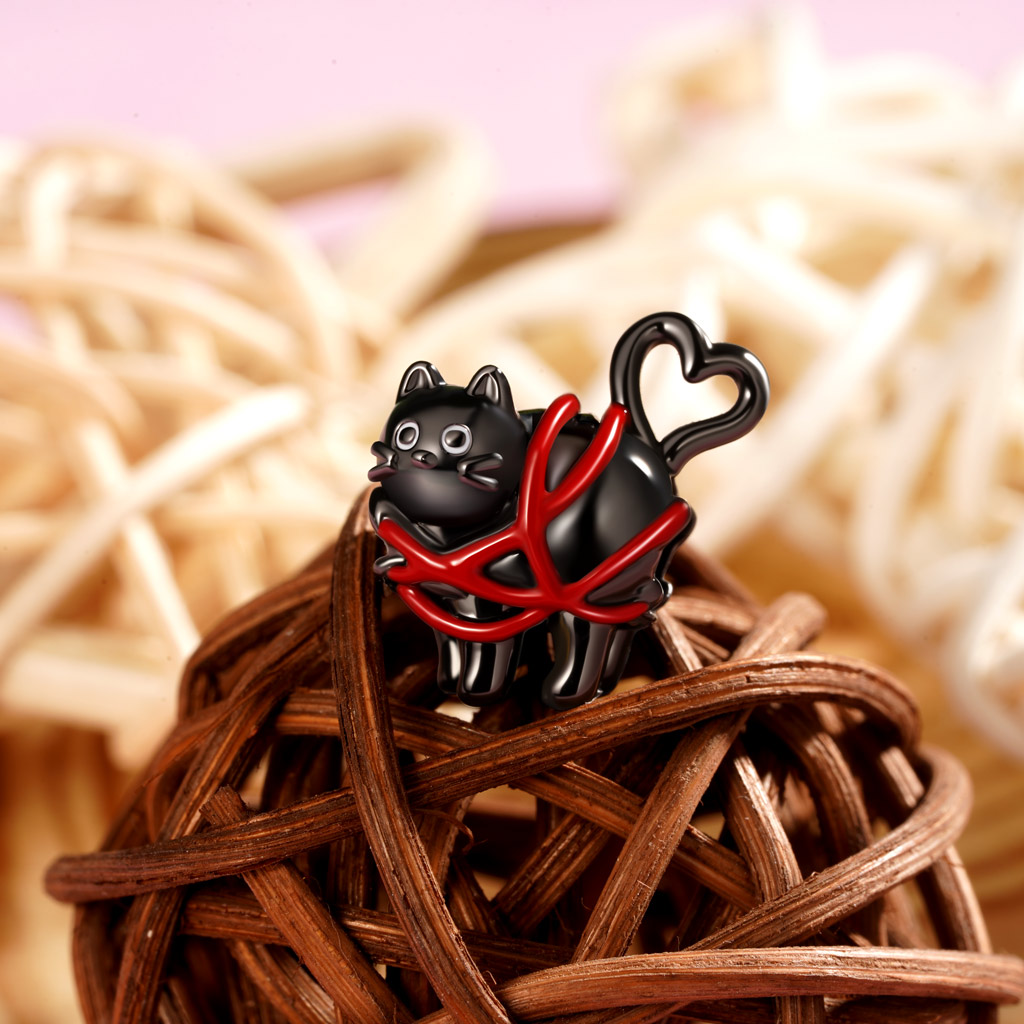 Black Cat with Love Charm image number 2