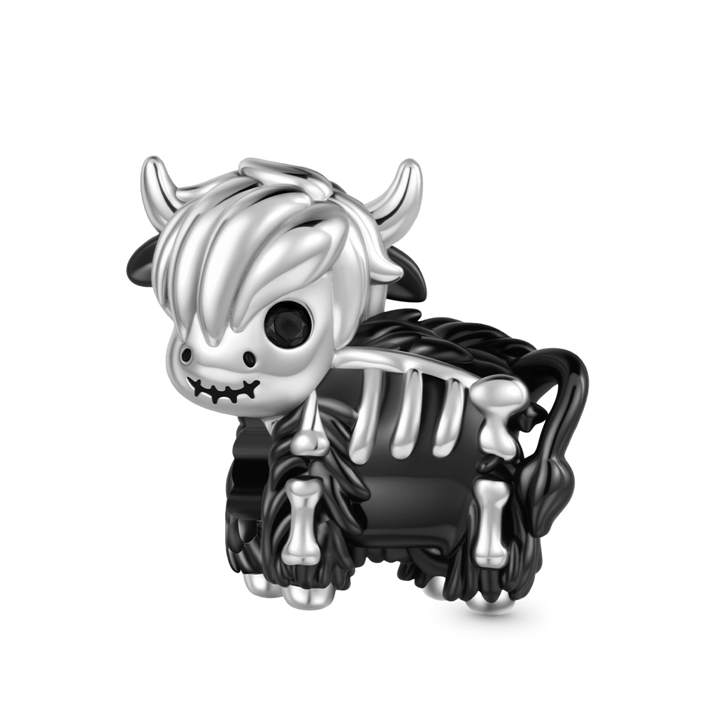 Skeleton Highland Cow Charm image number 0