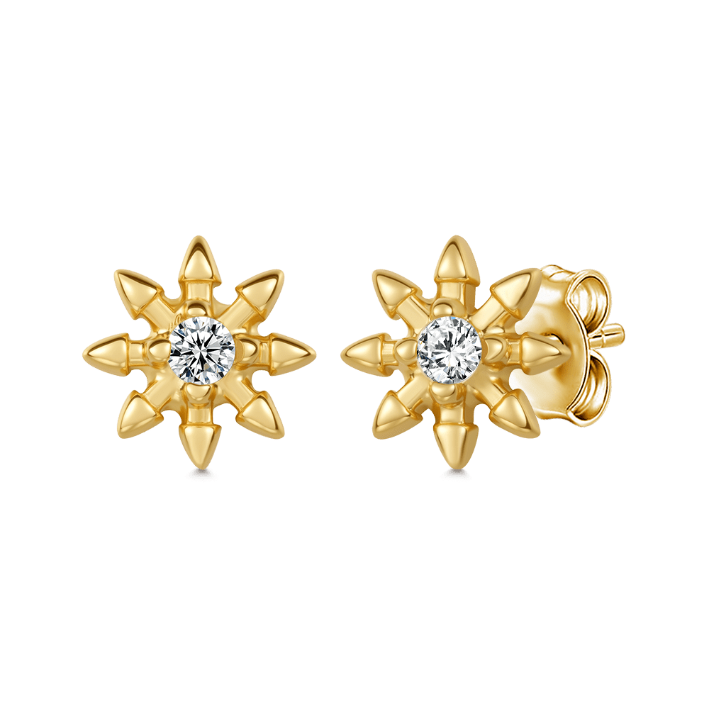 14K/10K Gold Spiked Star Stud Earrings image number 0