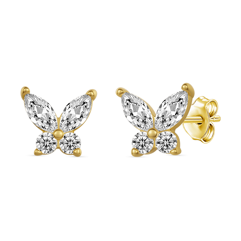 14K/10K Gold Butterfly Stud Earrings image number 0