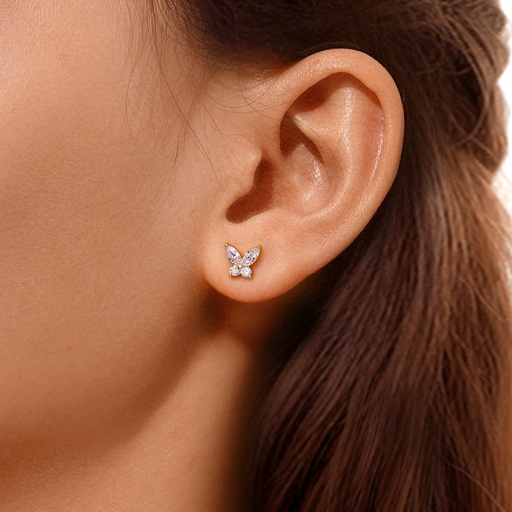 14K/10K Gold Butterfly Stud Earrings image number 3