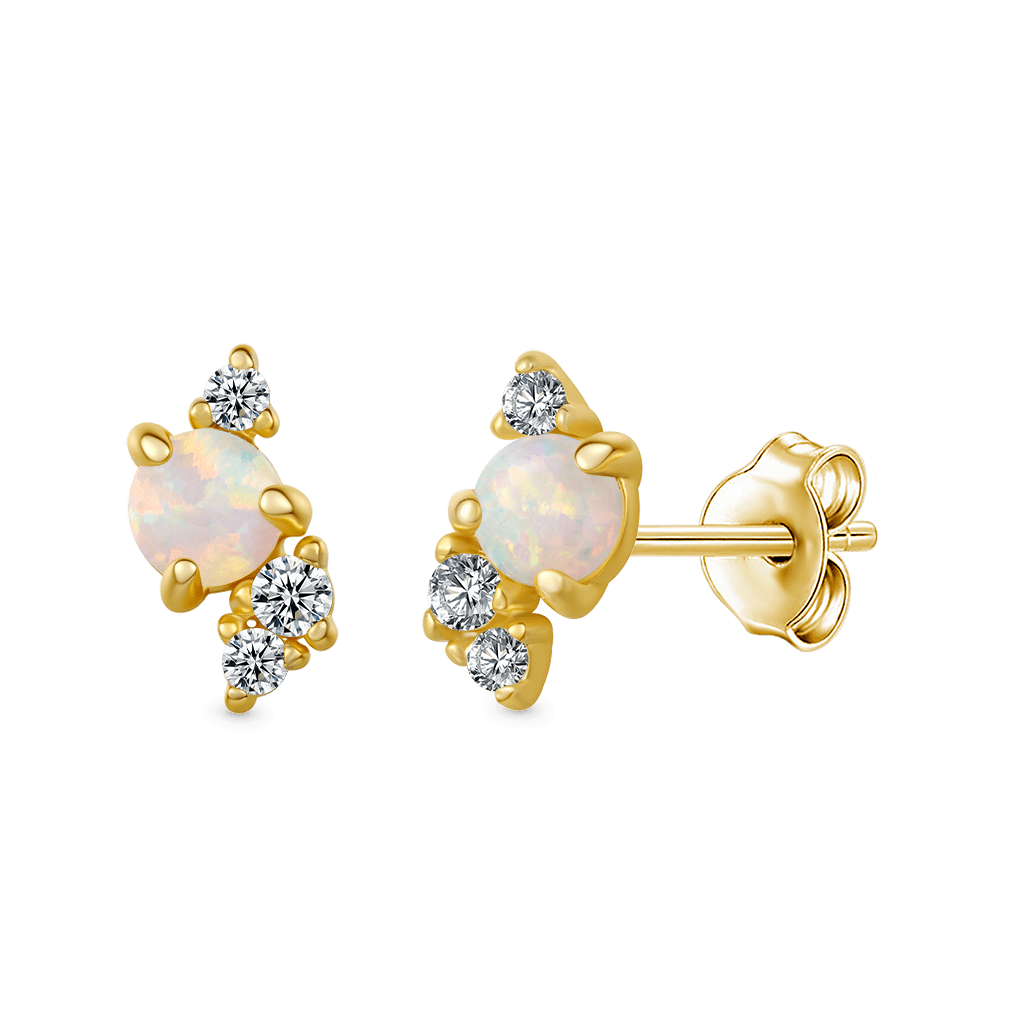 14K/10K Gold Opal Stud Earrings image number 0