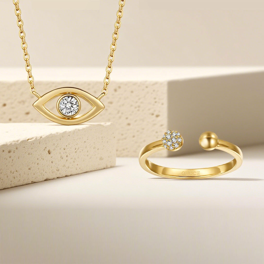 14k/10k Gold Evil Eye Necklace image number 2