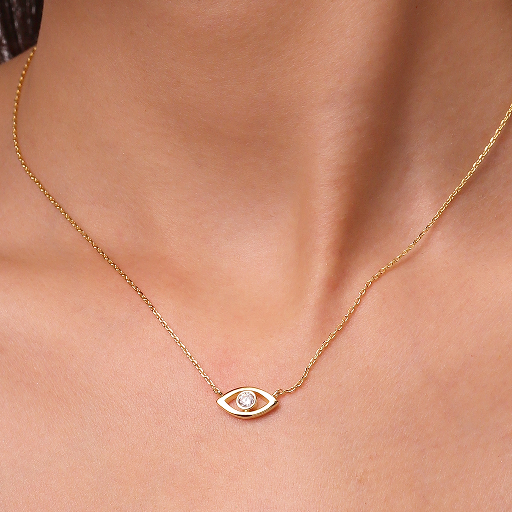 14k/10k Gold Evil Eye Necklace image number 4