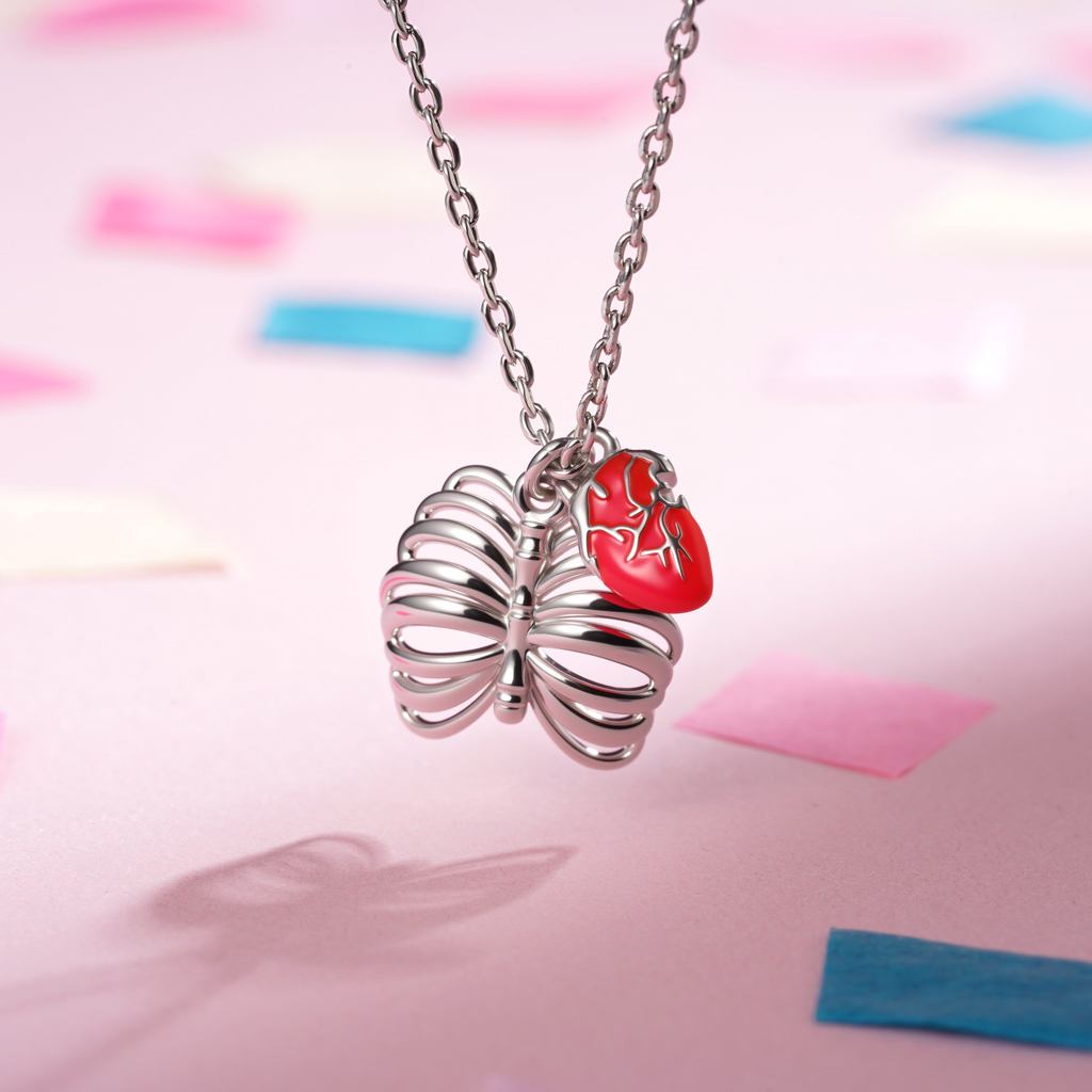 Skull Heart Necklace image number 3