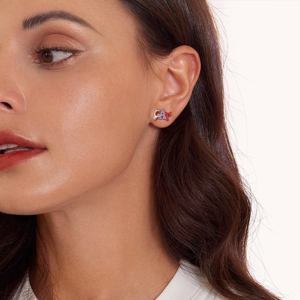 CAT Letter Stud Earrings image number 3