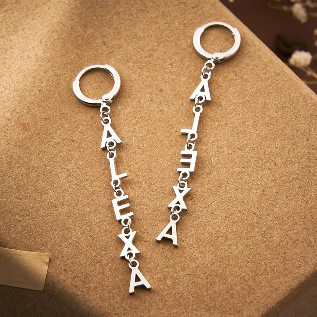 Personalized Vertical Name Earrings image number 1