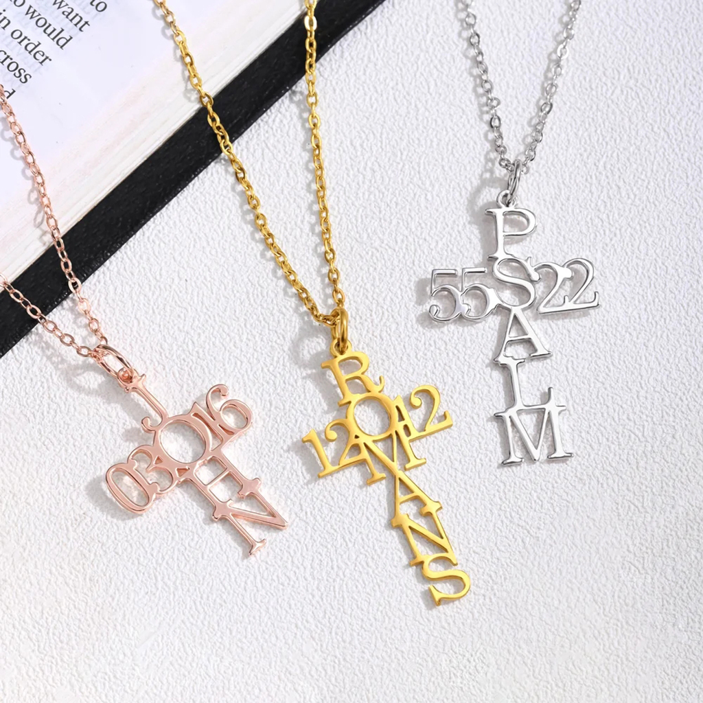 Psalm Bible Verse Cross Necklace image number 2