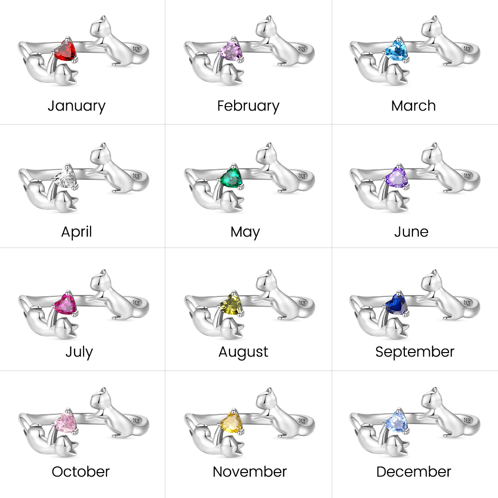 Cat Open Birthstone Ring image number 4