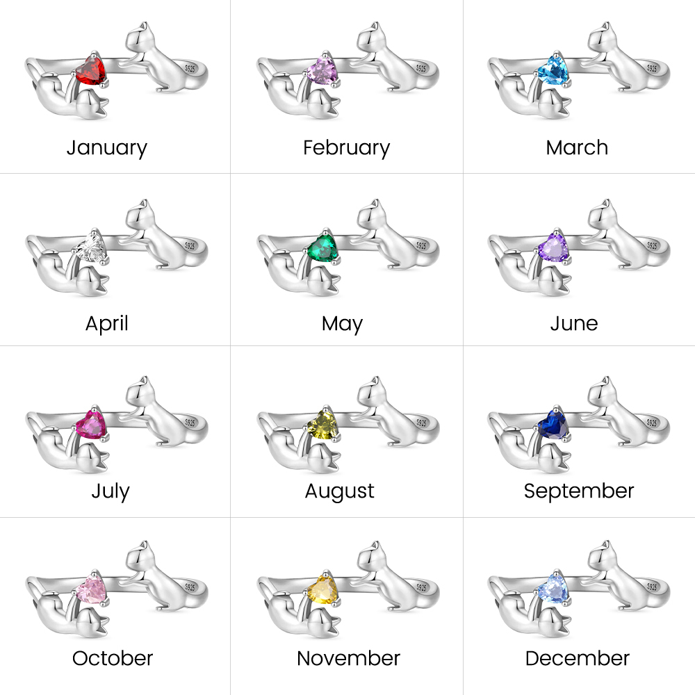 Cat Open Birthstone Ring image number 4