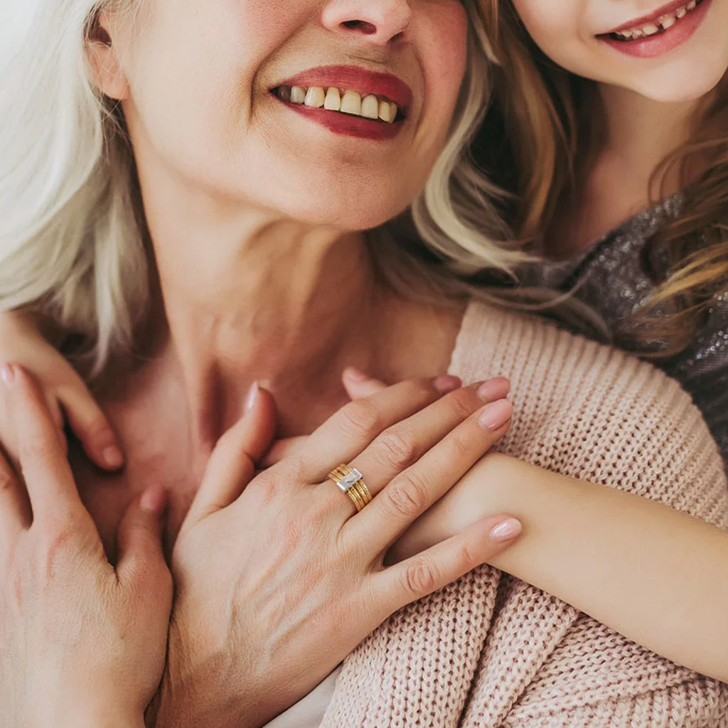 Engraved Heart Stacking Rings image number 2