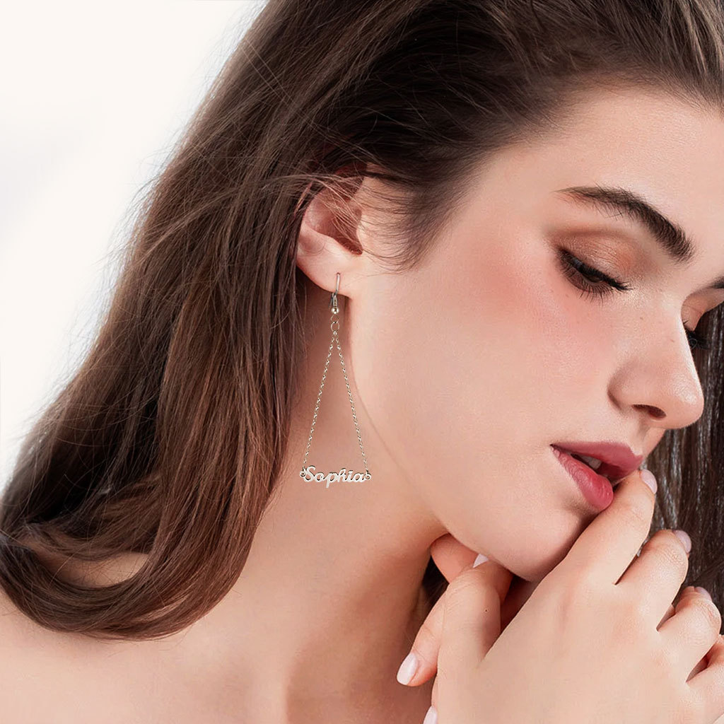 Personalized Name Earrings image number 5