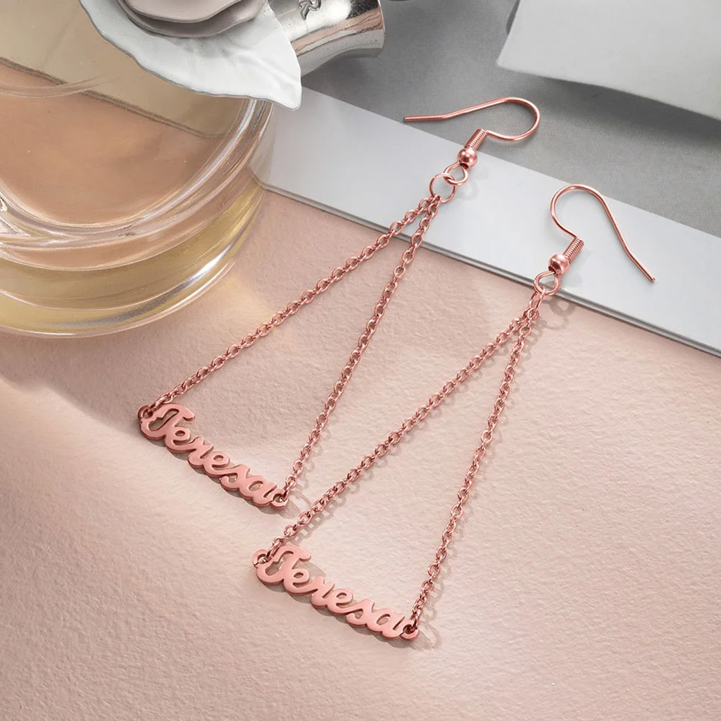 Personalized Name Earrings image number 4