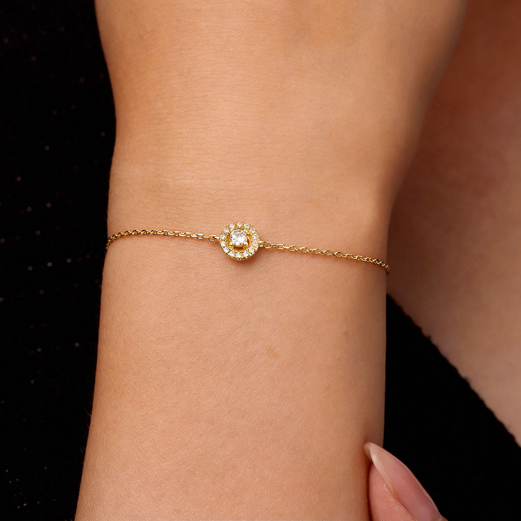 Solid Gold Simple Style Round Bracelet image number 1