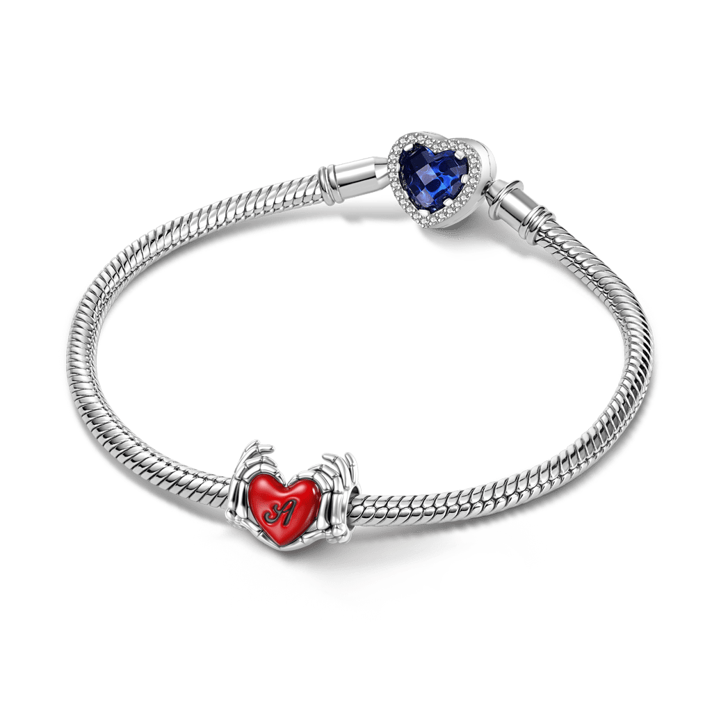 Skull Hand Heart Letter Charm image number 2