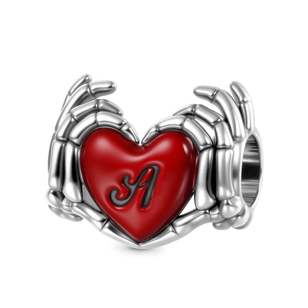 Skull Hand Heart Letter Charm image number 0