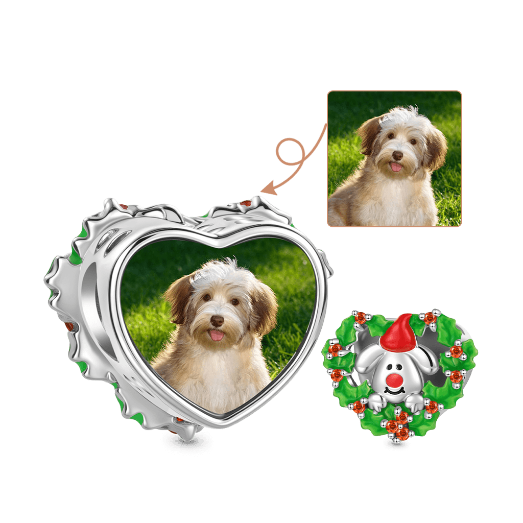 Wreath Puppy Photo Charm image number 0