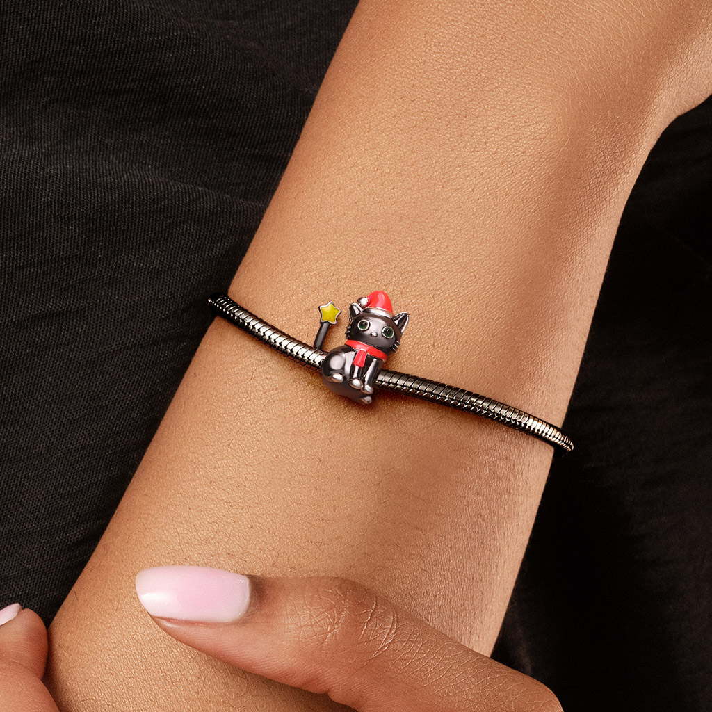 Christmas Black Cat Charm image number 2