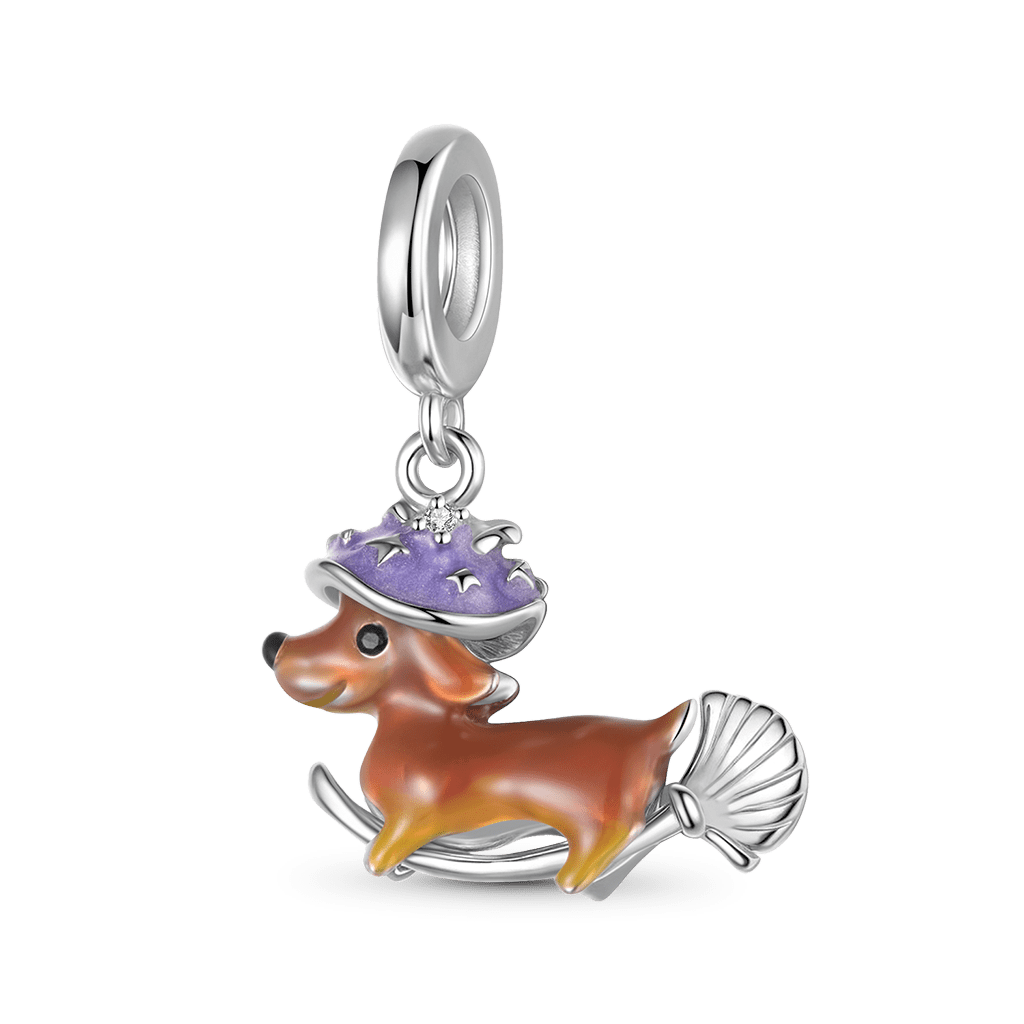 Dachshund Riding Broom Pendant image number 0