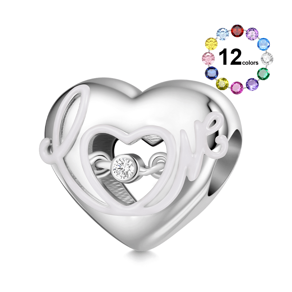 Beating Heart Birthstone Charm image number 1