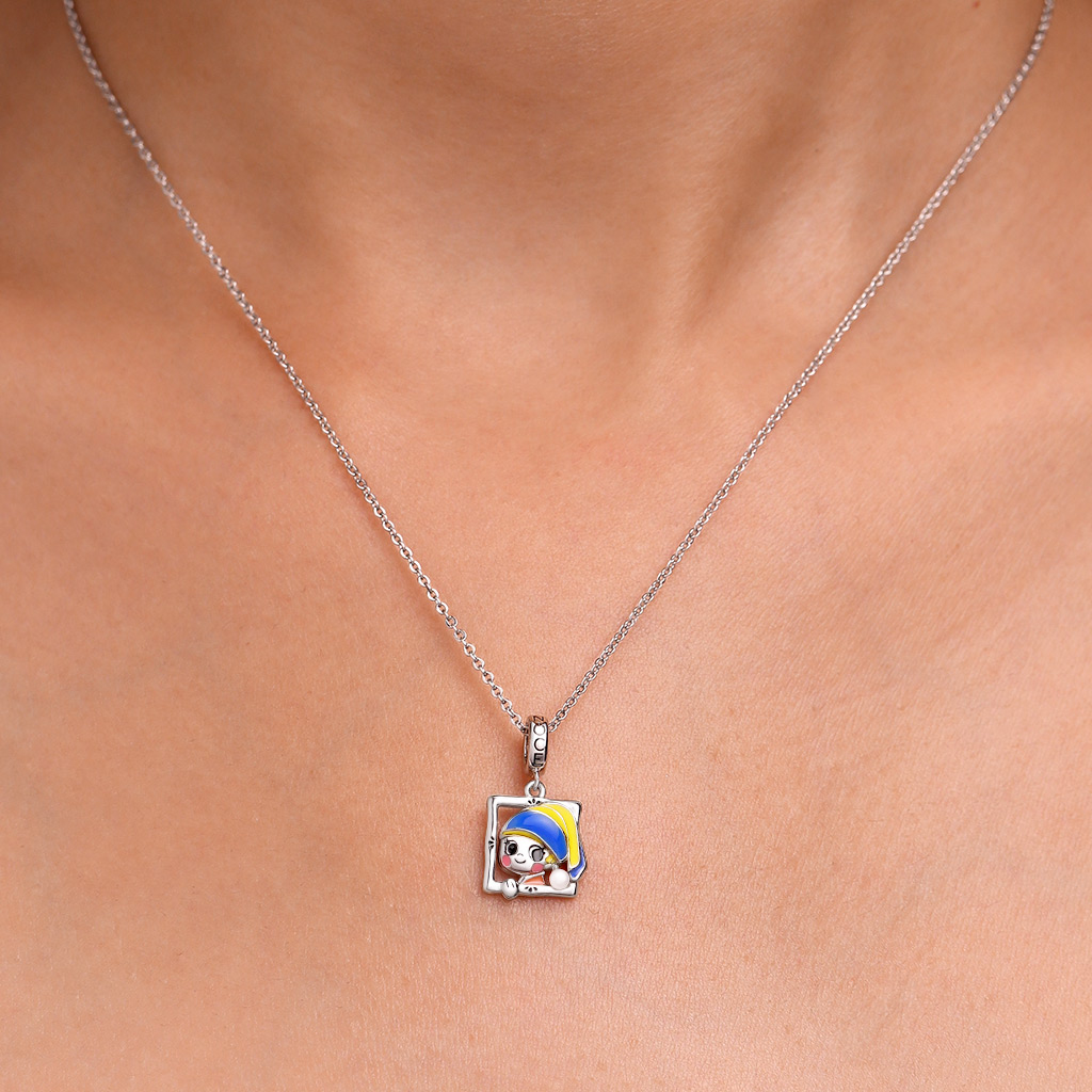 Oil Painting Girl Pendant image number 1