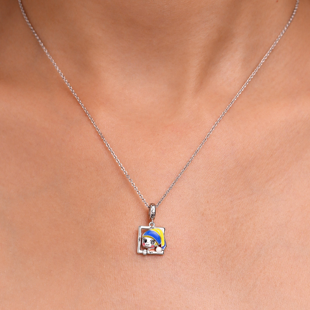 Oil Painting Girl Pendant image number 1