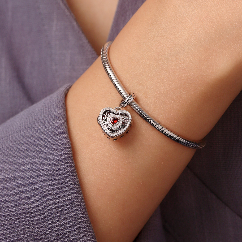 Heart Photo Birthstone Pendant image number 2