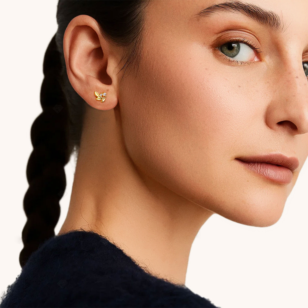 14K/10K Solid Gold Leaf Earrings image number 1