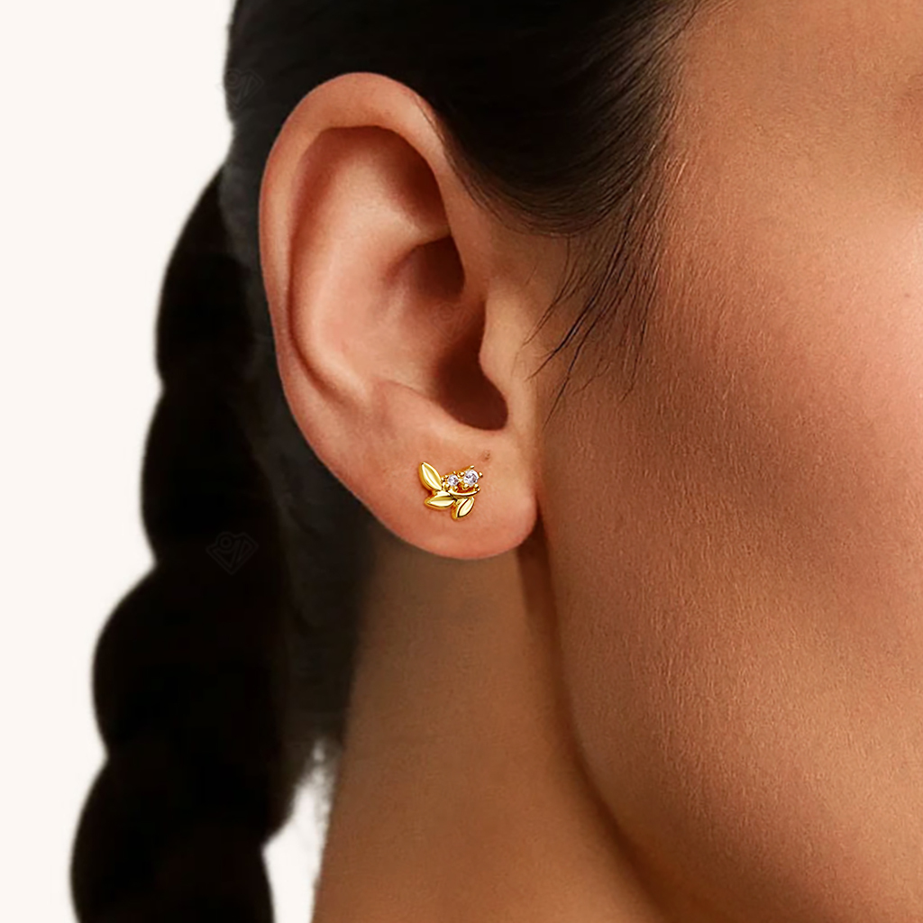 14K/10K Solid Gold Leaf Earrings image number 2