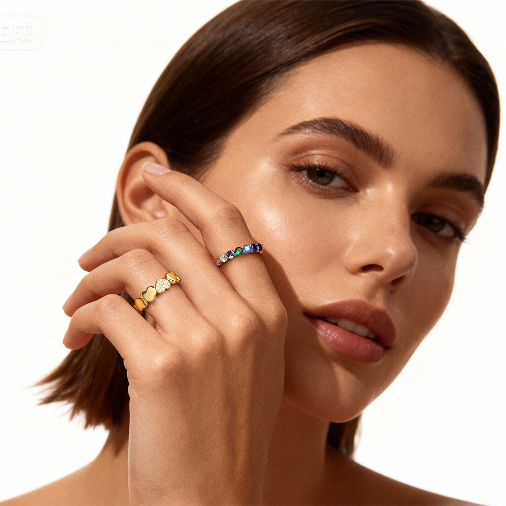 14K/10K Solid Gold Heart Cluster Ring image number 2