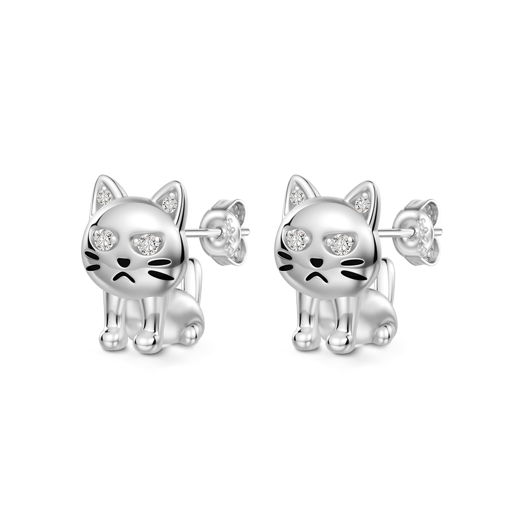 Grumpy Cat Stud Earrings image number 0