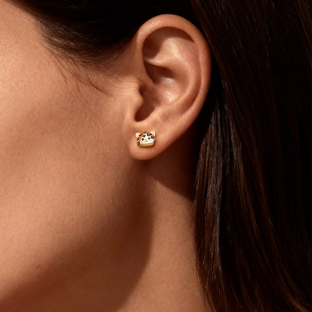 Cat Stud Earrings image number 1