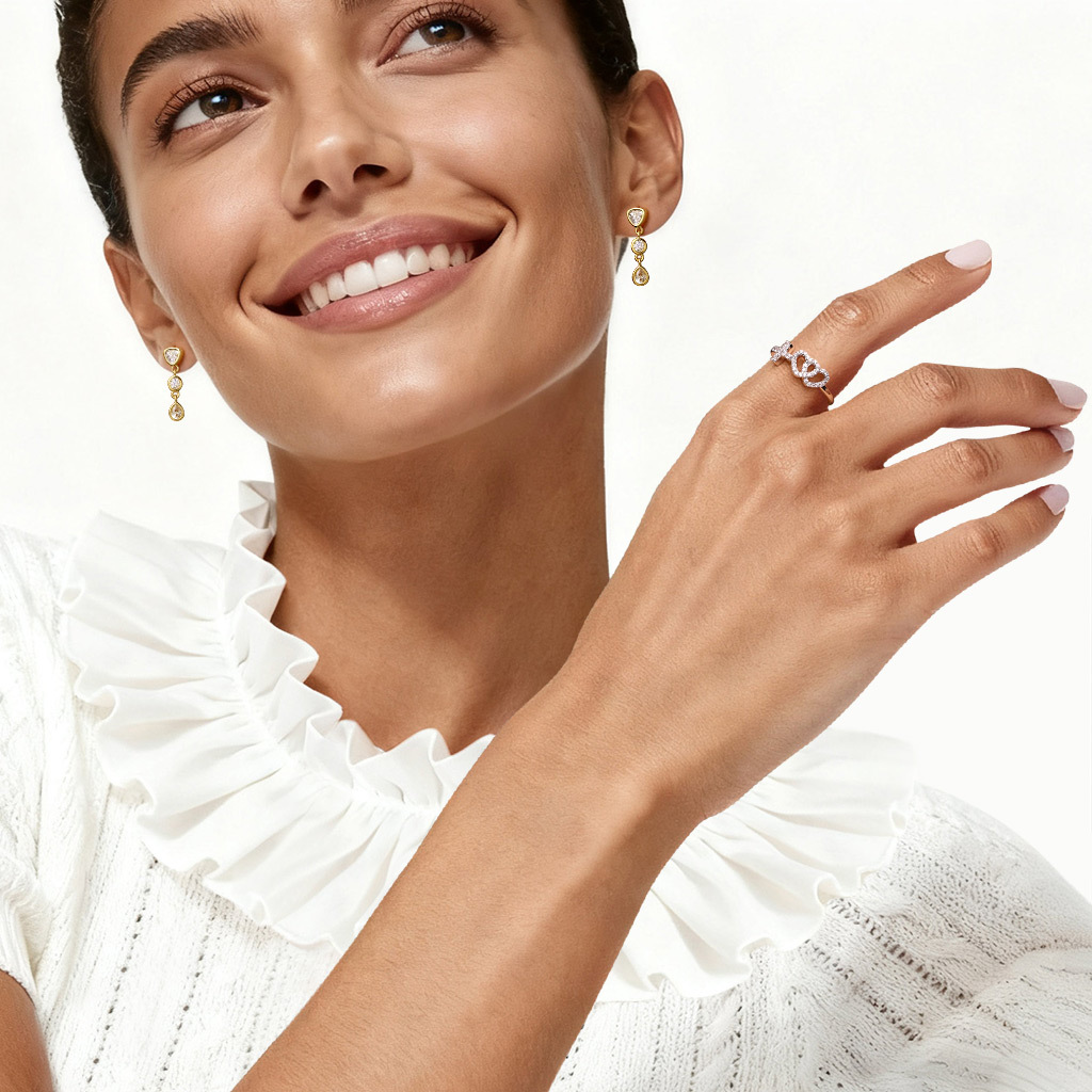 Double Heart with Cross Ring image number 2