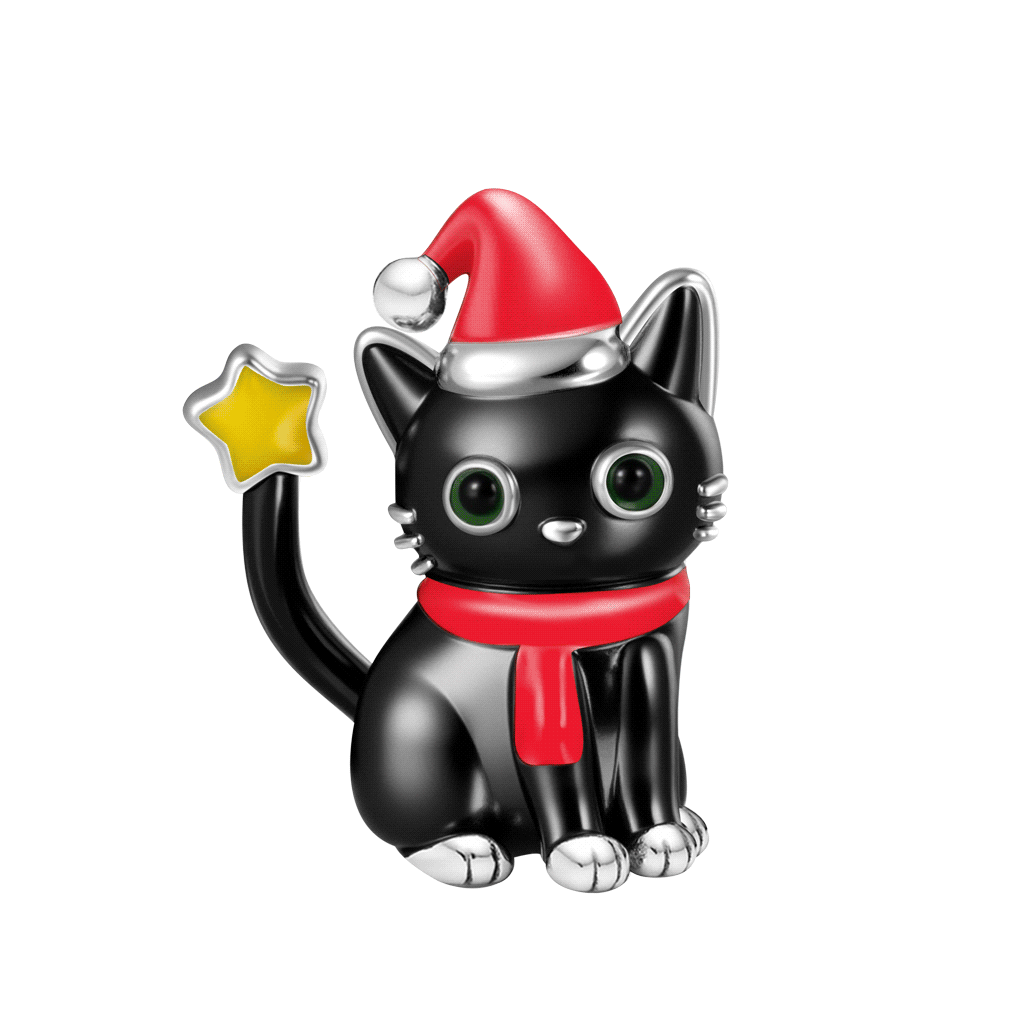 Christmas Black Cat Charm image number 1