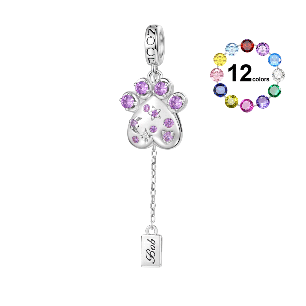 Pet Paw Birthstone Pendant image number 0