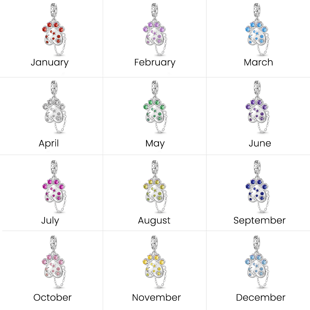 Pet Paw Birthstone Pendant image number 6