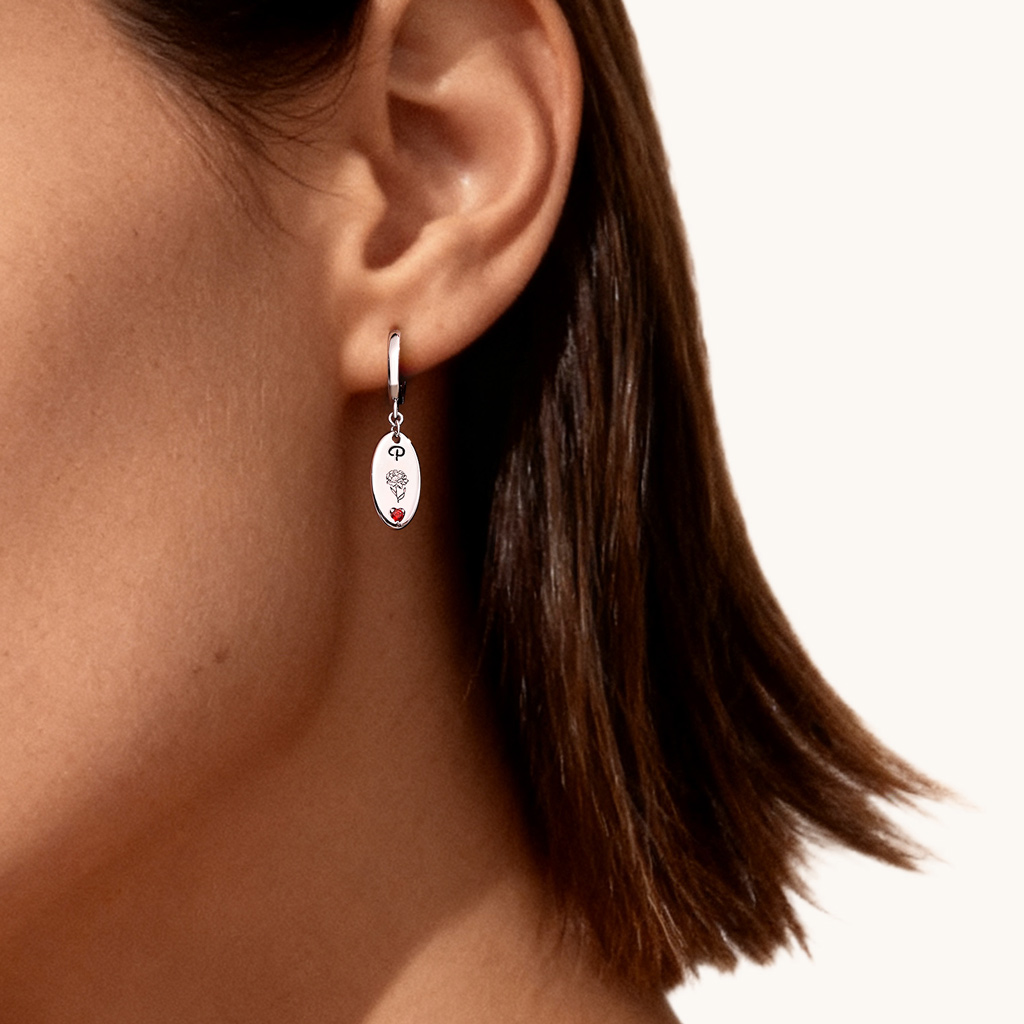 Birthstone Flower Dangle Earrings image number 1