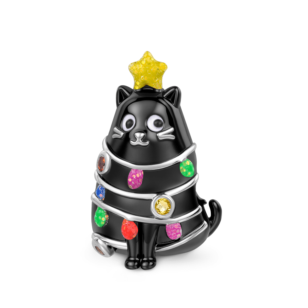 Black Cat Christmas Tree Charm image number 1