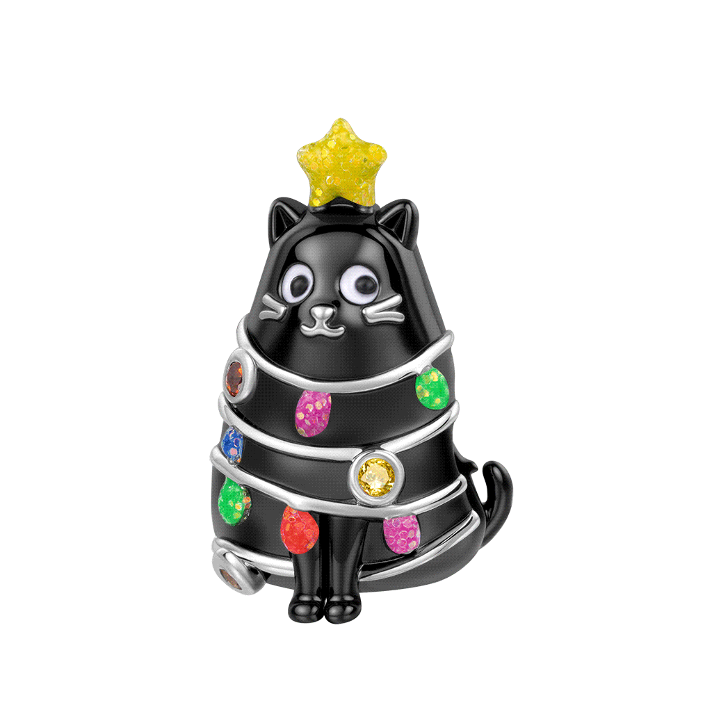 Black Cat Christmas Tree Charm image number 0